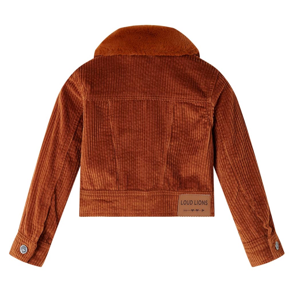 Vidaxl Kinderjacke 128 Rippen Samt Cognac gefärbt