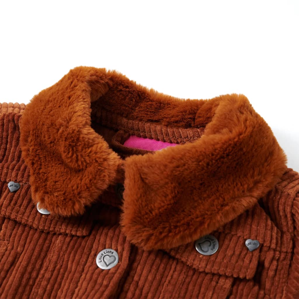 Vidaxl Kinderjacke 128 Rippen Samt Cognac gefärbt