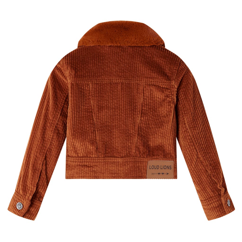 Vidaxl Kinderjacke 140 Rippen Samt Cognac gefärbt