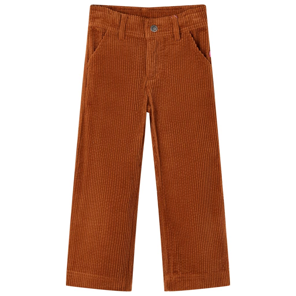 Vidaxl Kinderbroek 92 Rippen -Samt Cognac gefärbt