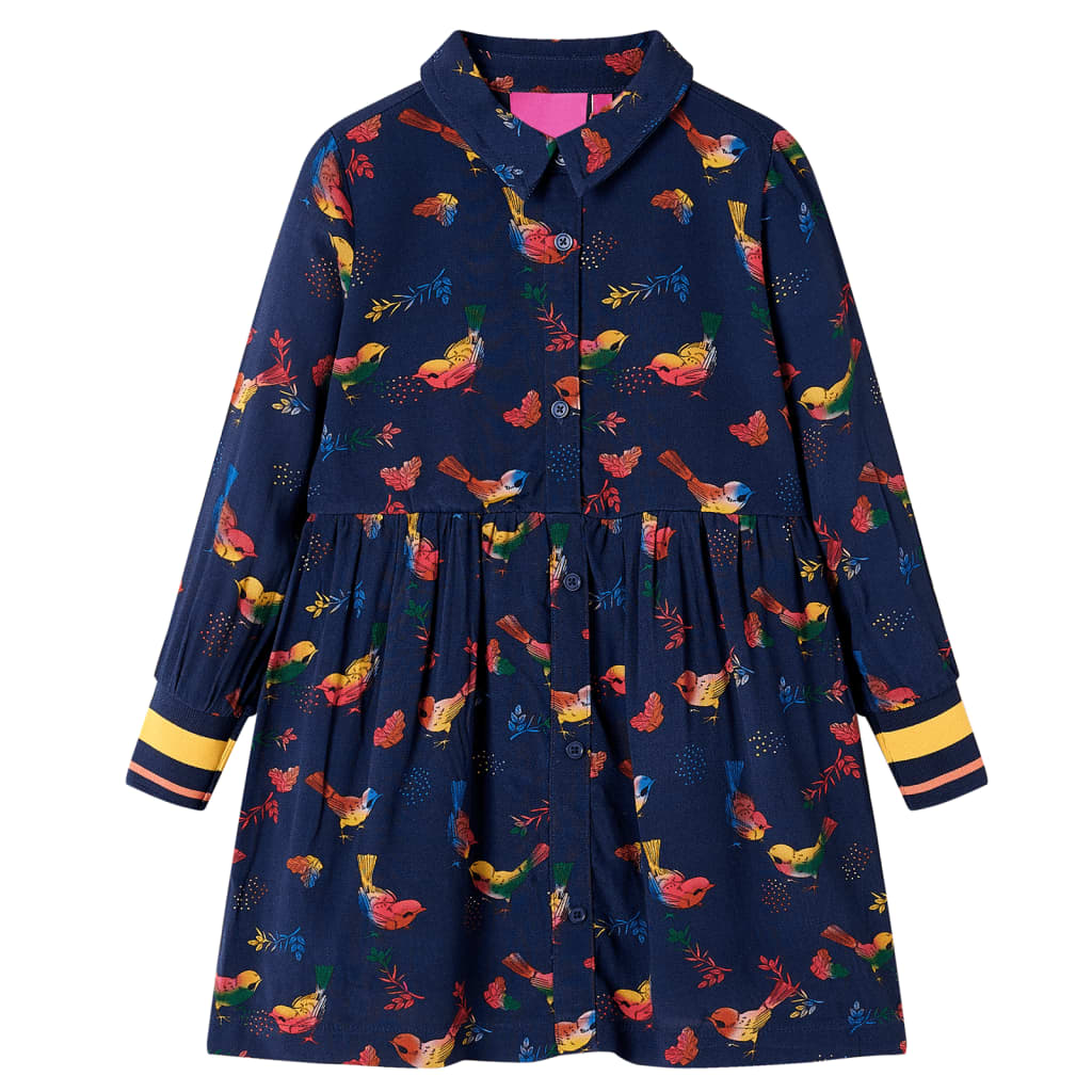 Vidaxl Kinderkleid mit langen Ärmeln 92 Marineblau