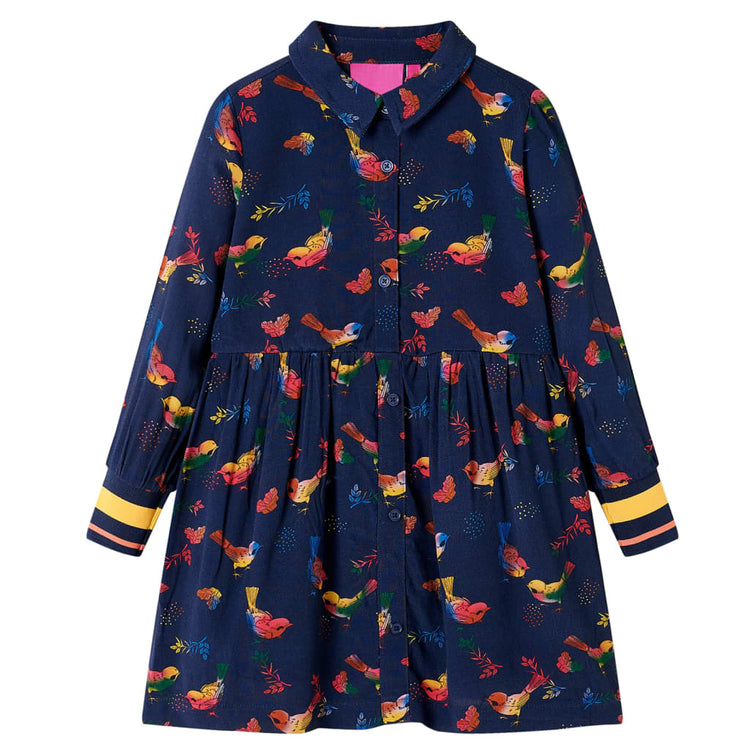 Vidaxl Kinderkleid mit langen Ärmeln 104 Marineblau