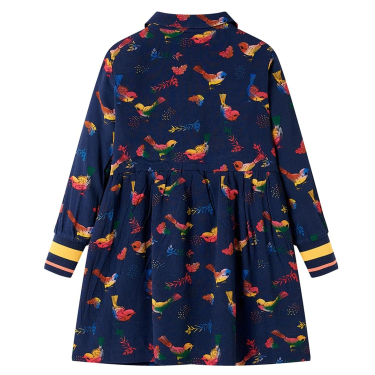 Vidaxl Kinderkleid mit langen Ärmeln 116 Marineblau