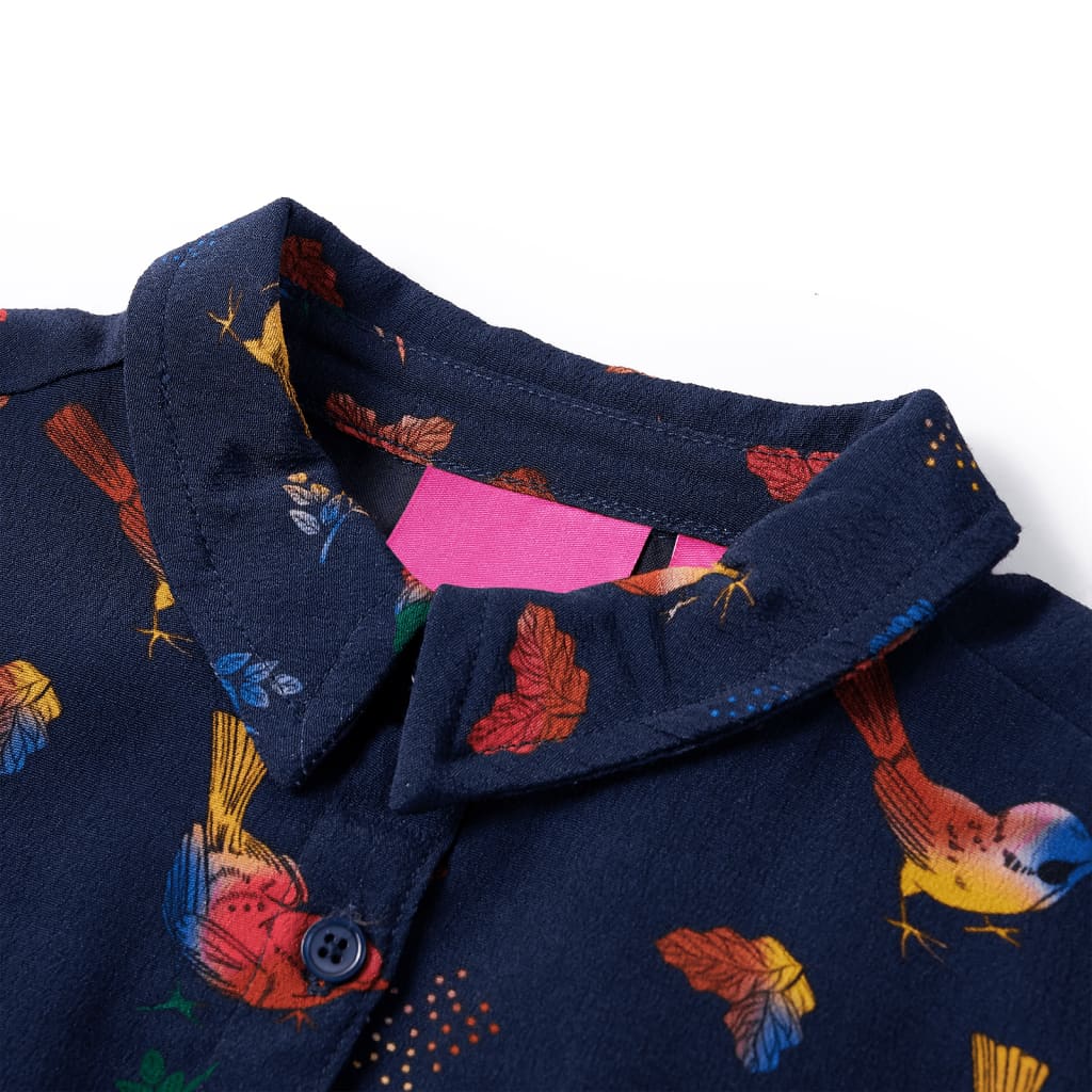 Vidaxl Kinderkleid mit langen Ärmeln 140 Marineblau