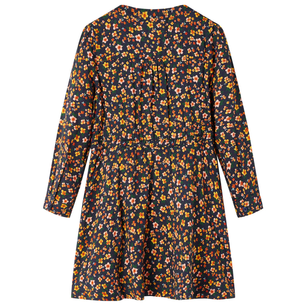 Vidaxl Kinderkleid mit langen Ärmeln 92 Marineblau