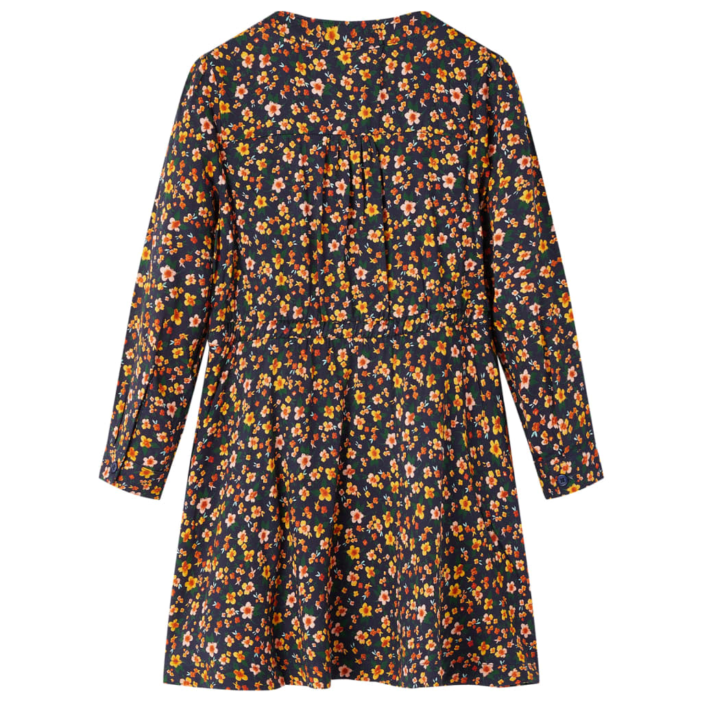 Vidaxl Kinderkleid mit langen Ärmeln 116 Marineblau