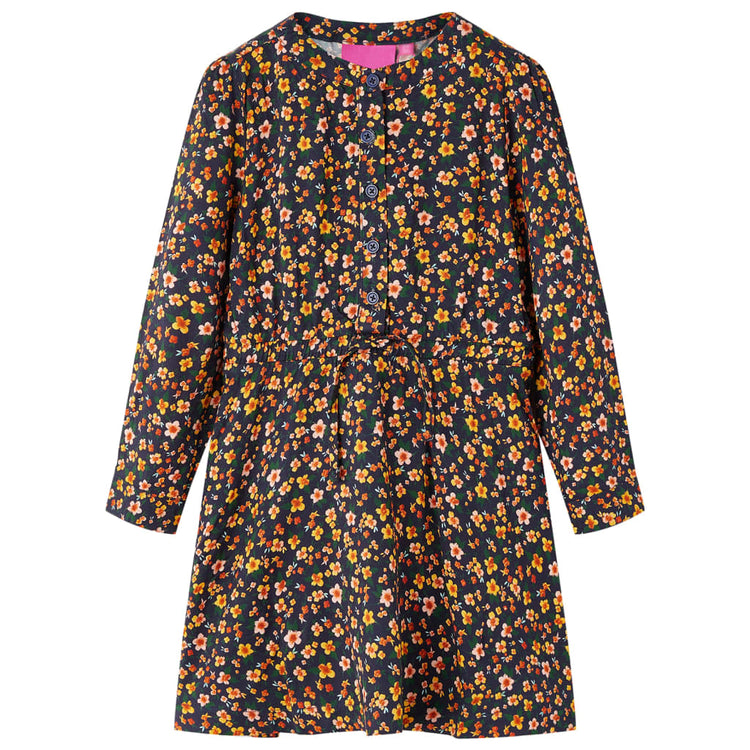 Vidaxl Kinderkleid mit langen Ärmeln 128 Marineblau
