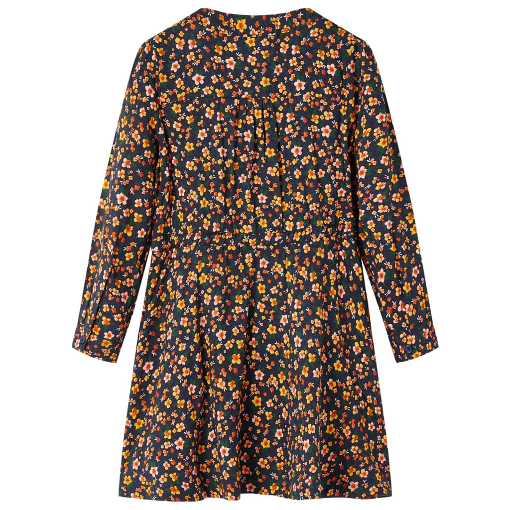 Vidaxl Kinderkleid mit langen Ärmeln 128 Marineblau