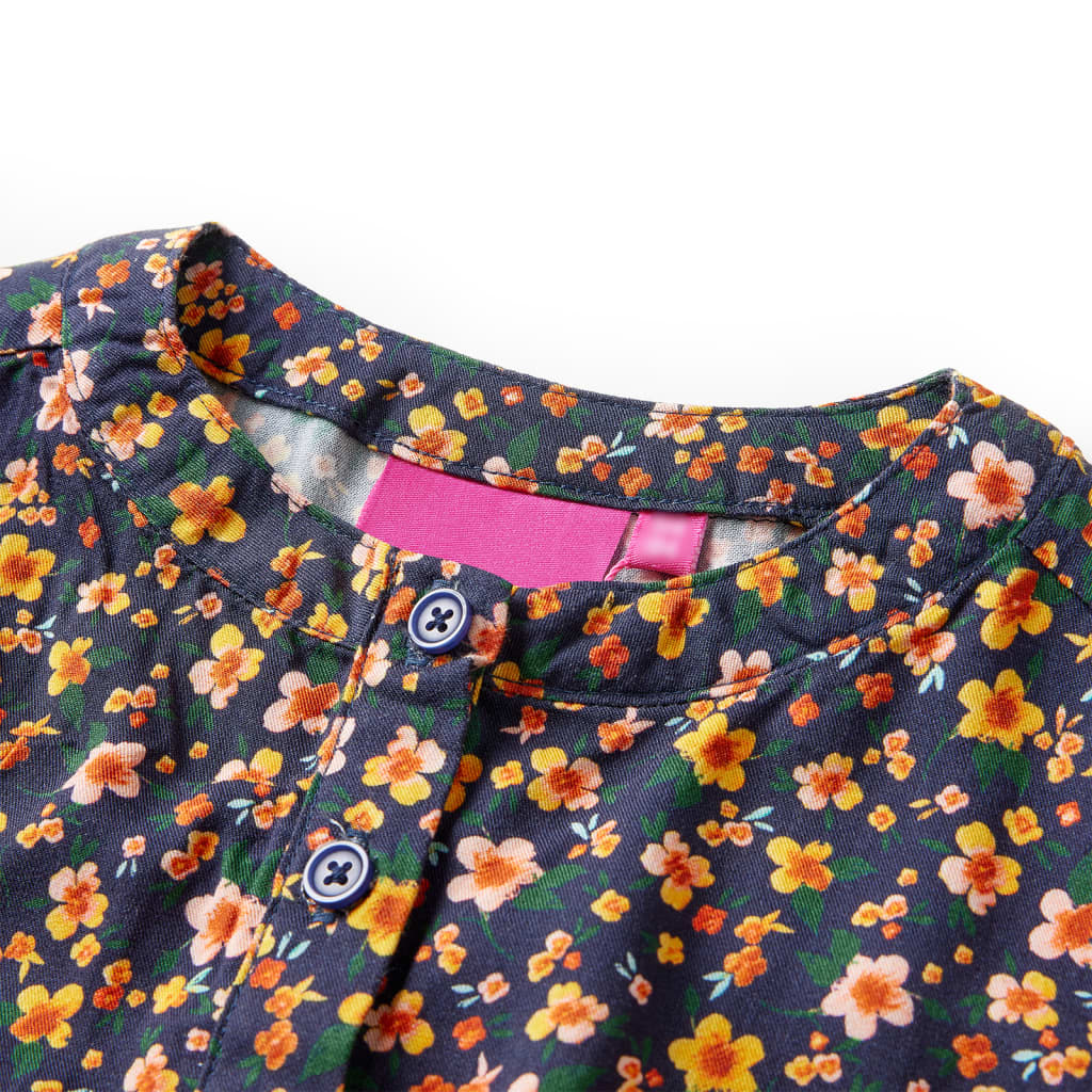 Vidaxl Kinderkleid mit langen Ärmeln 128 Marineblau