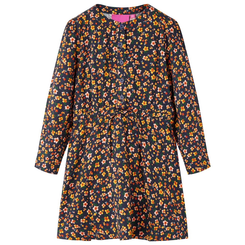 Vidaxl Kinderkleid mit langen Ärmeln 140 Marineblau