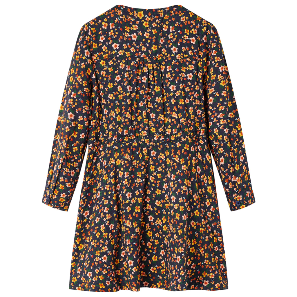 Vidaxl Kinderkleid mit langen Ärmeln 140 Marineblau