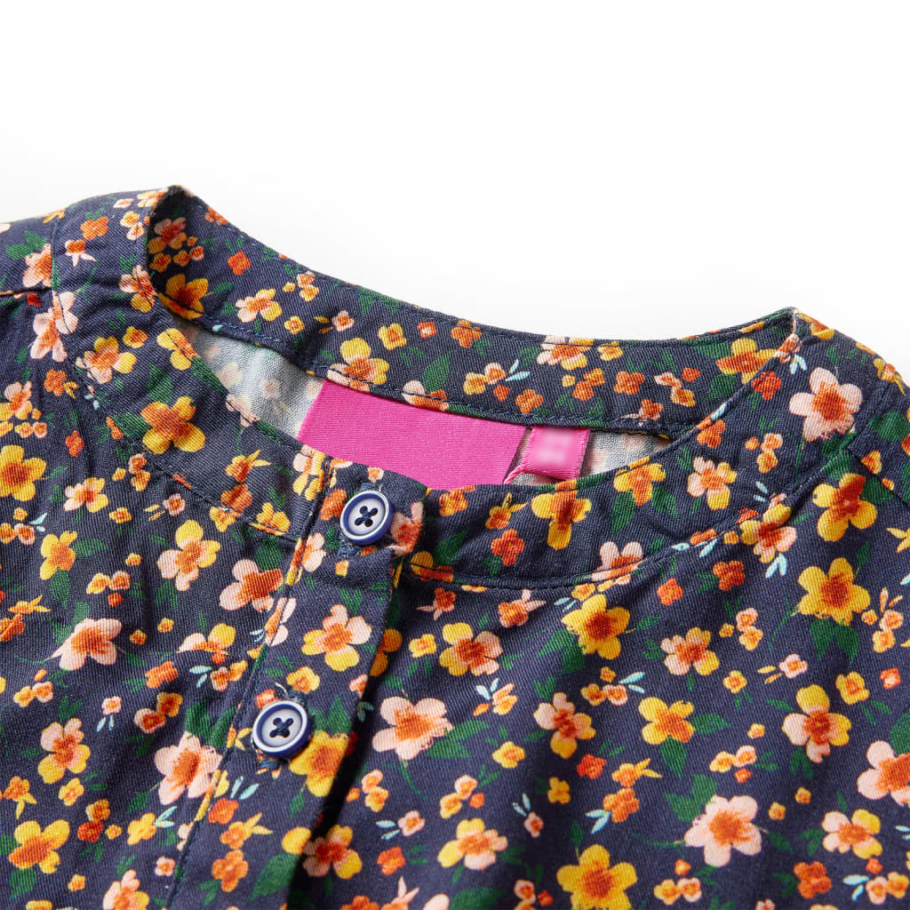 Vidaxl Kinderkleid mit langen Ärmeln 140 Marineblau