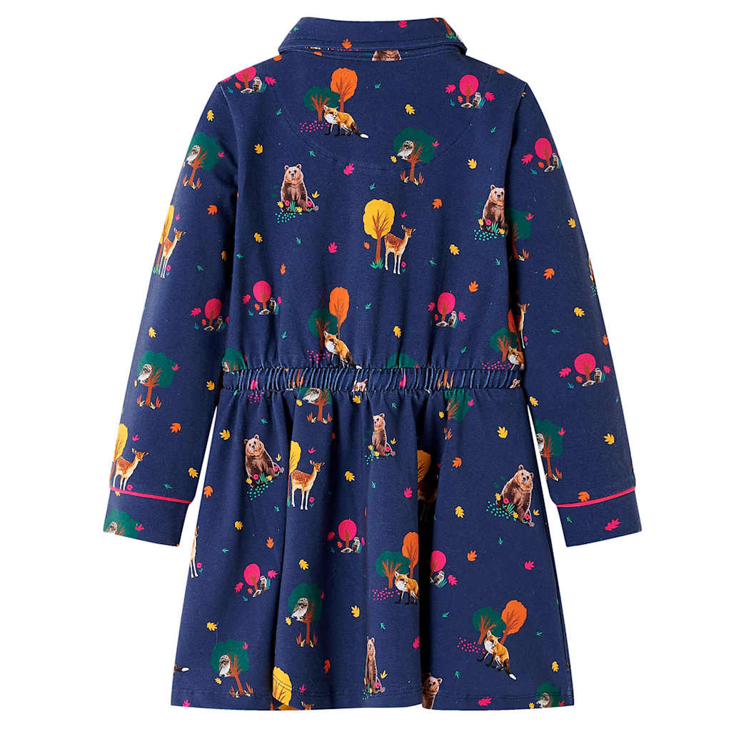 Vidaxl Kinderkleid lange Ärmel und Kordelstring 92 Marine Blau