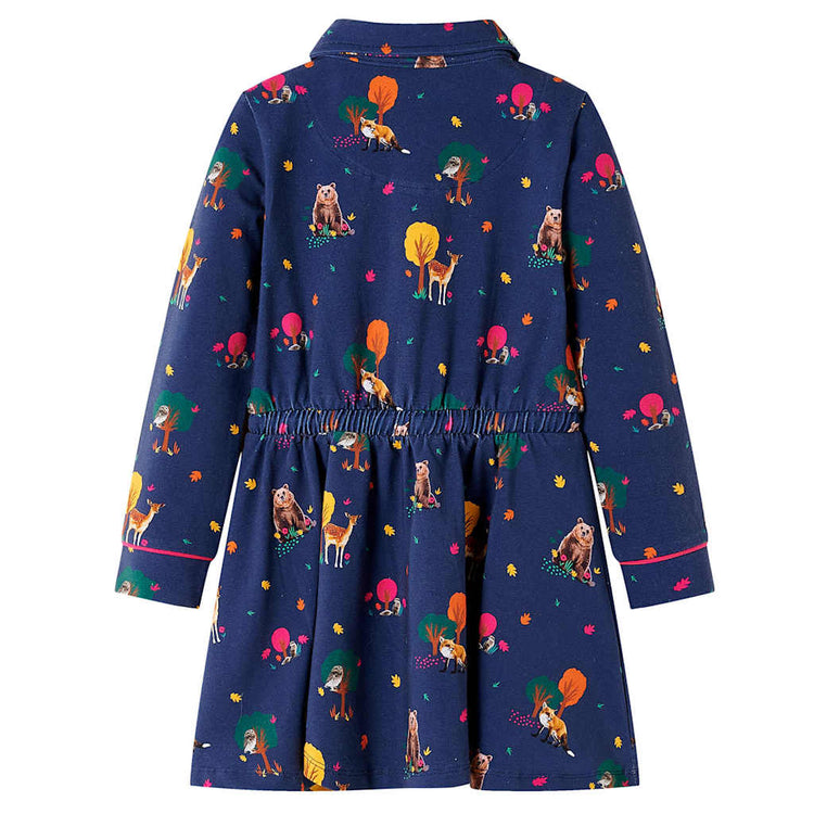 Vidaxl Kinderkleid lange Ärmel und Kordelstring 92 Marine Blau