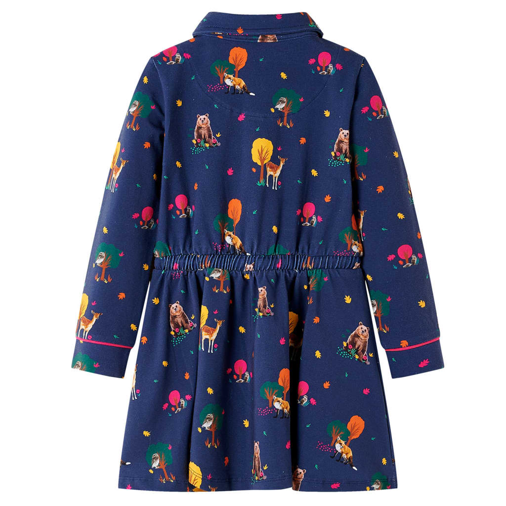 Vidaxl Kinderkleid lange Ärmel und Kordelkordel 116 Marineblau