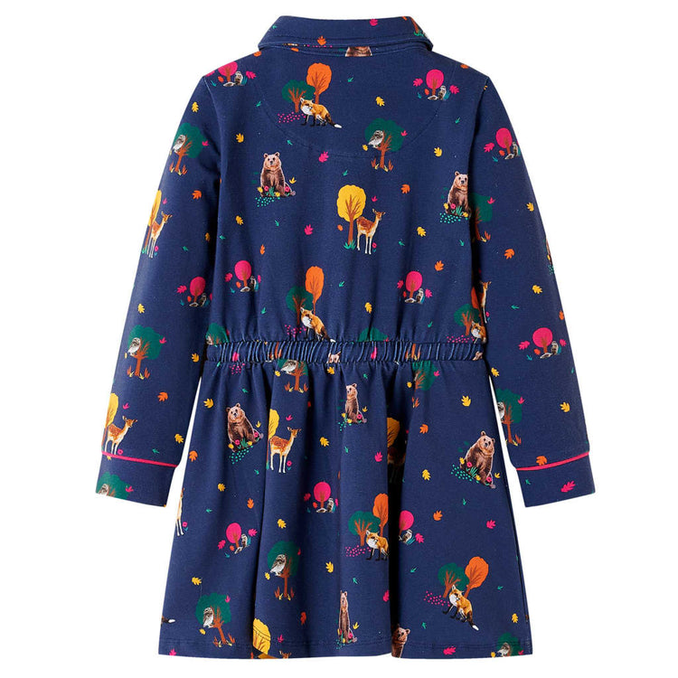 Vidaxl Kinderkleid lange Ärmel und Kordelkordel 116 Marineblau
