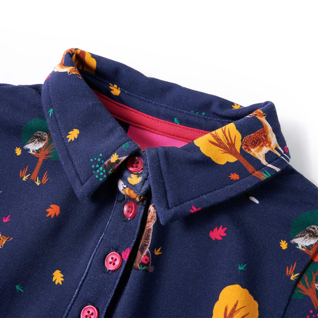 Vidaxl Kinderkleid lange Ärmel und Kordelkordel 116 Marineblau