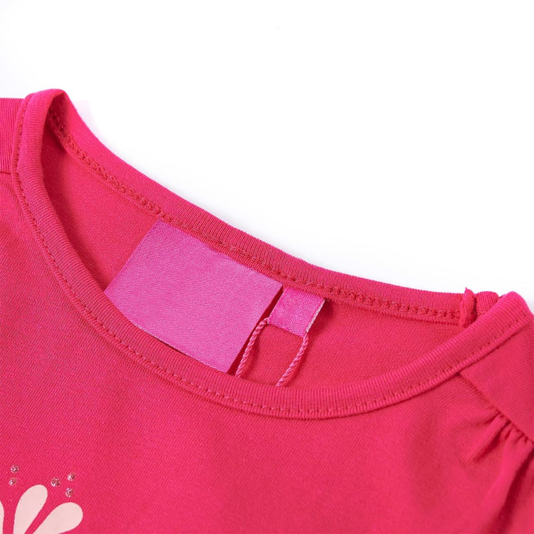 Vidaxl Kinderhemd mit langen Ärmeln 116 leuchtend rosa