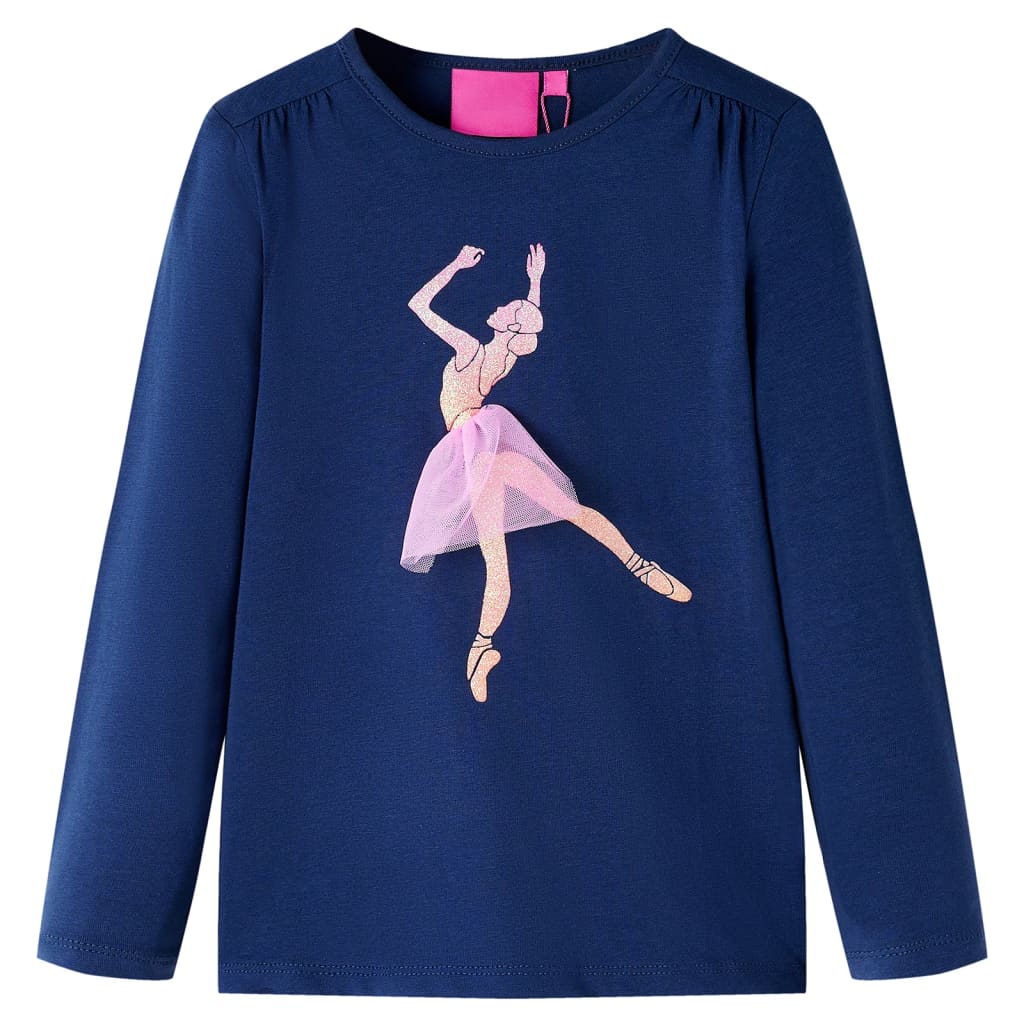 Vidaxl -Kinderhemd mit langen Ärmeln 92 Marineblau