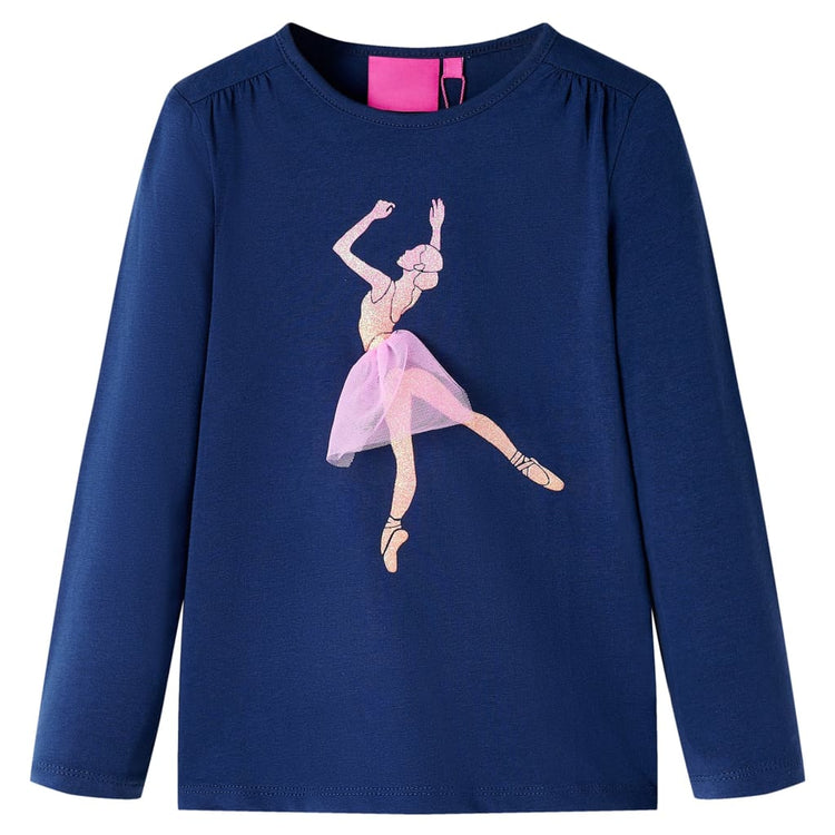Vidaxl Kinderhemd mit langen Ärmeln 104 Marineblau