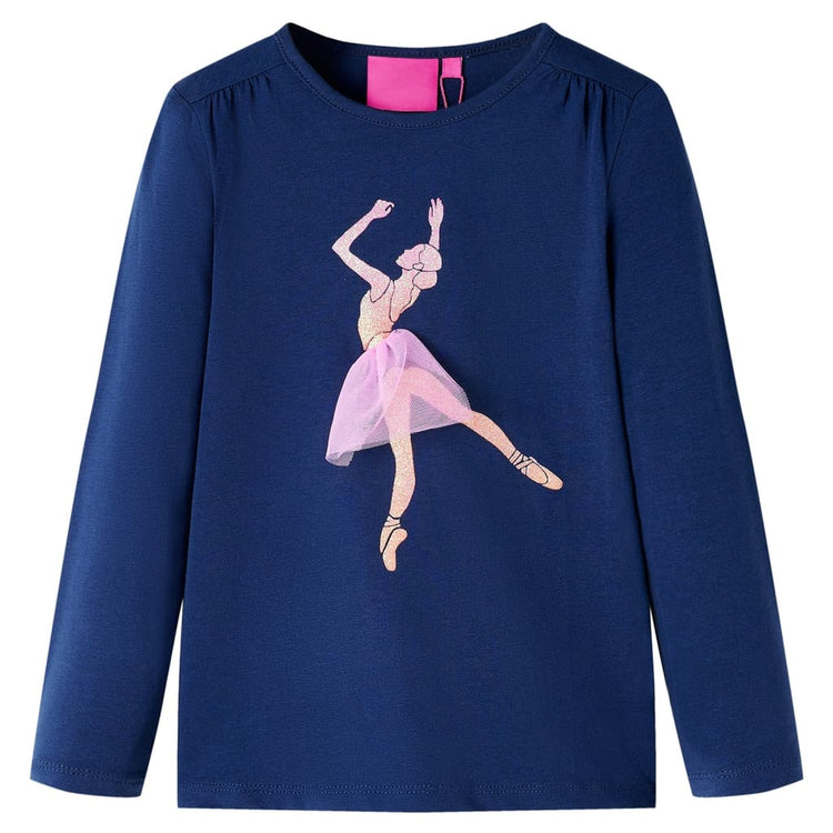 Vidaxl Kinderhemd mit langen Ärmeln 116 Marineblau