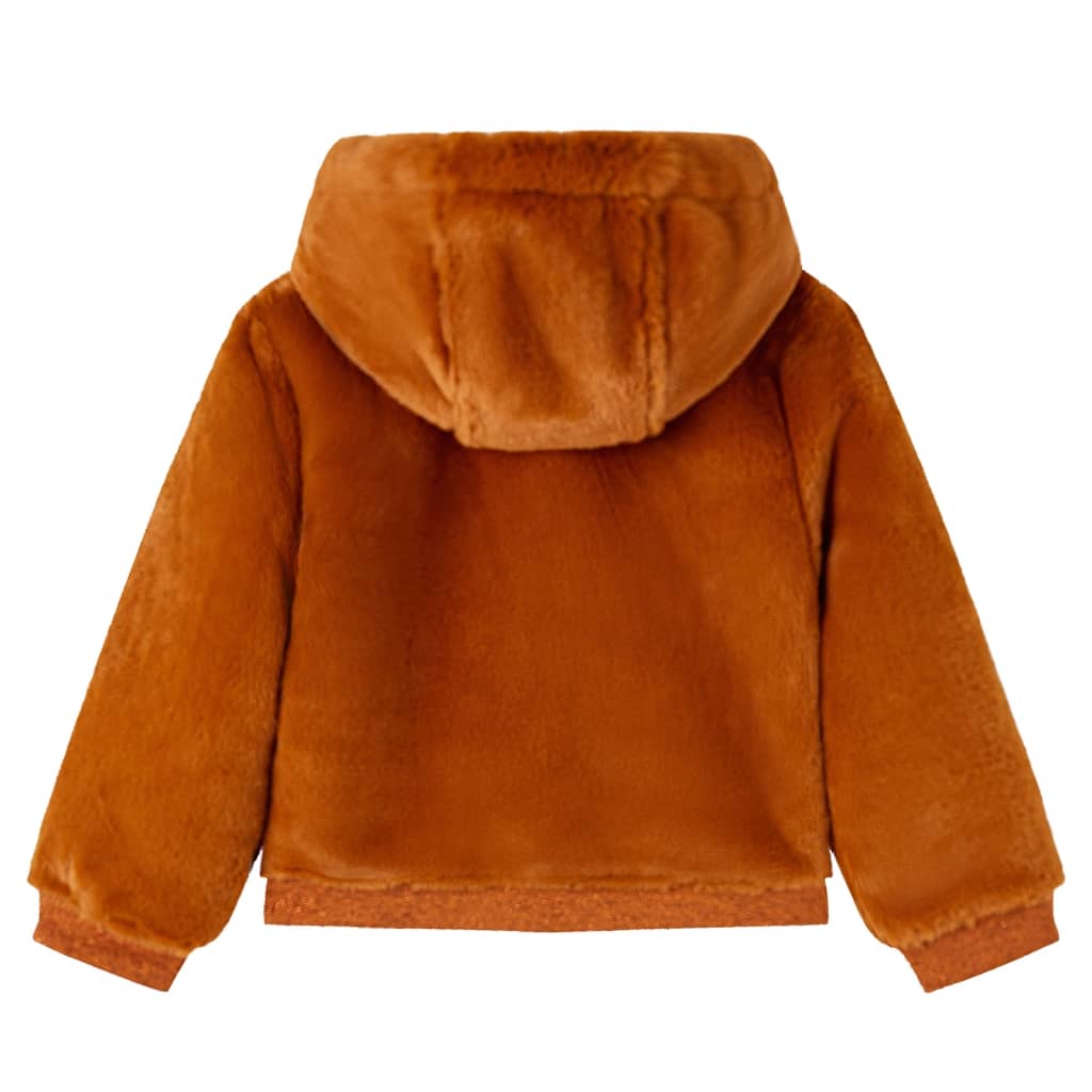 Vidaxl Kinderjacke mit Haube 128 Künstliches Fahrzeug Cognac gefärbt