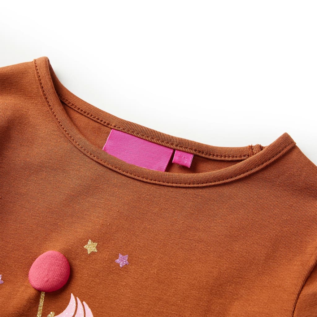 Vidaxl Kinderhemd mit langen Ärmeln 128 Cognac gefärbt