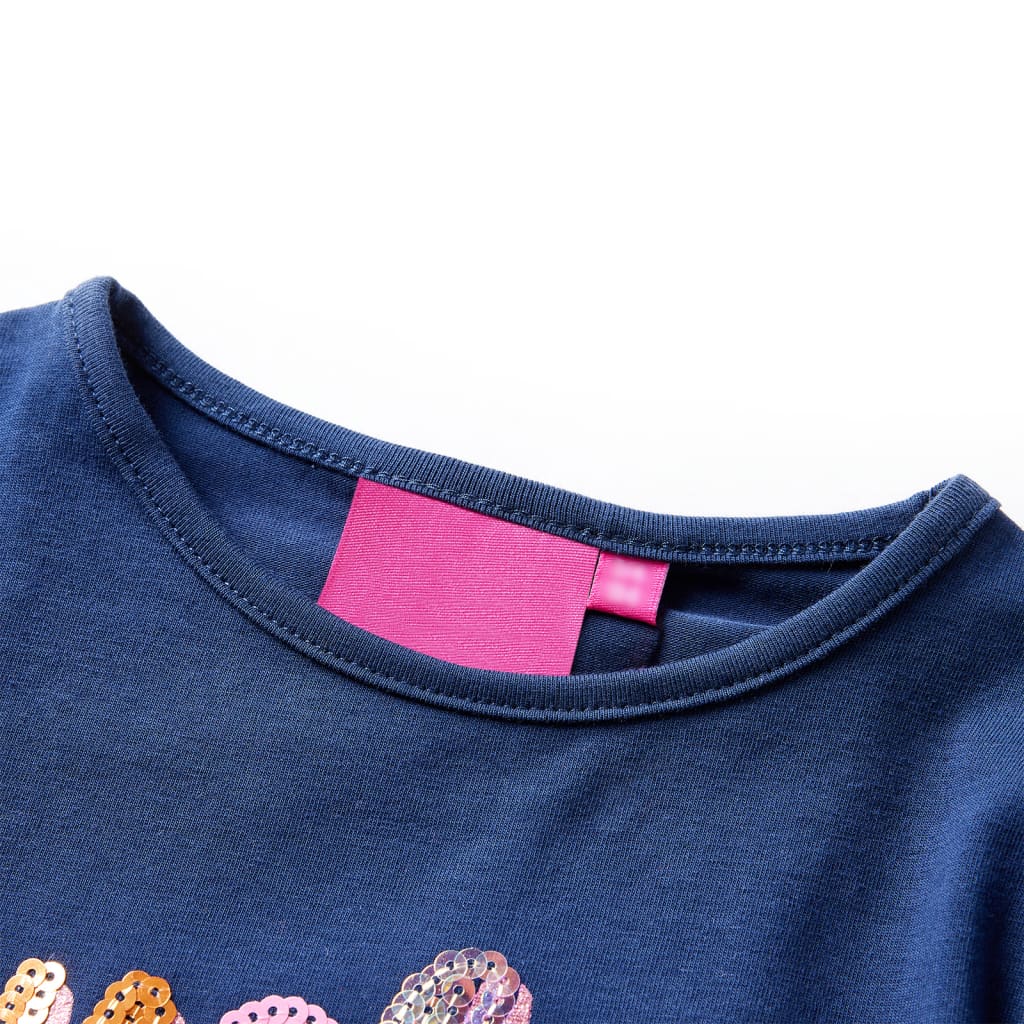 Vidaxl Kinderhemd mit langen Ärmeln 128 Marineblau