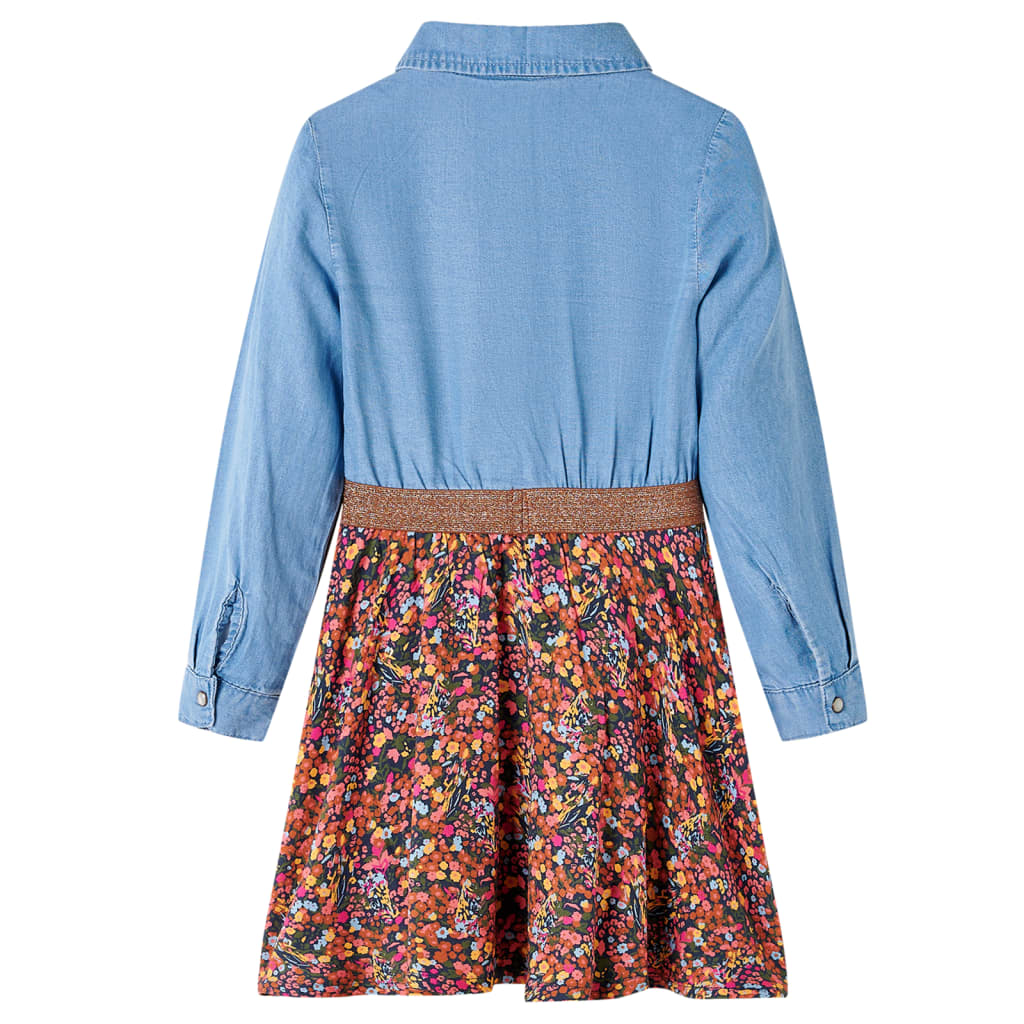 Vidaxl Kinderkleid mit langen Ärmeln 104 Marineblau und Denimblau