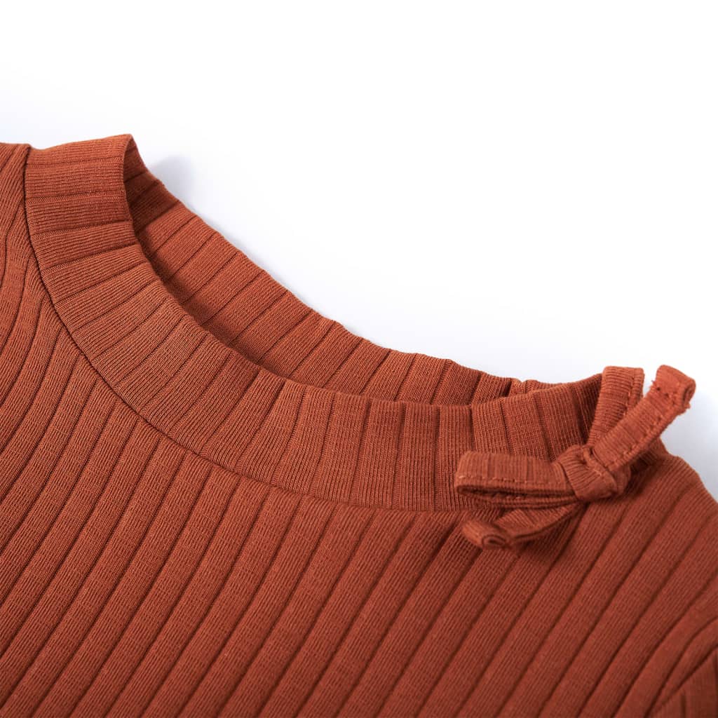 Vidaxl Kinderhemd mit langen Ärmeln 116 Cognac gefärbt