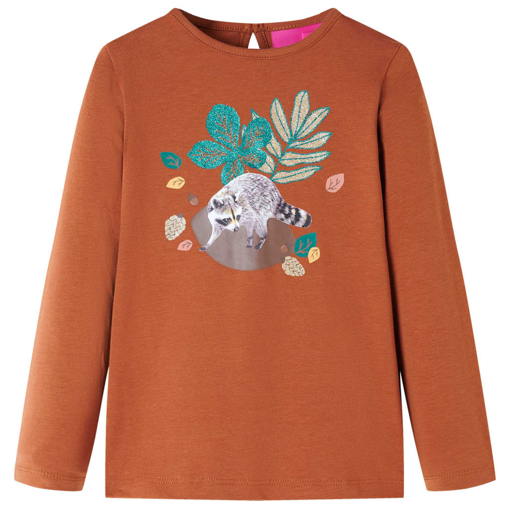Vidaxl -Kinderhemd mit langen Ärmeln 104 Cognac gefärbt
