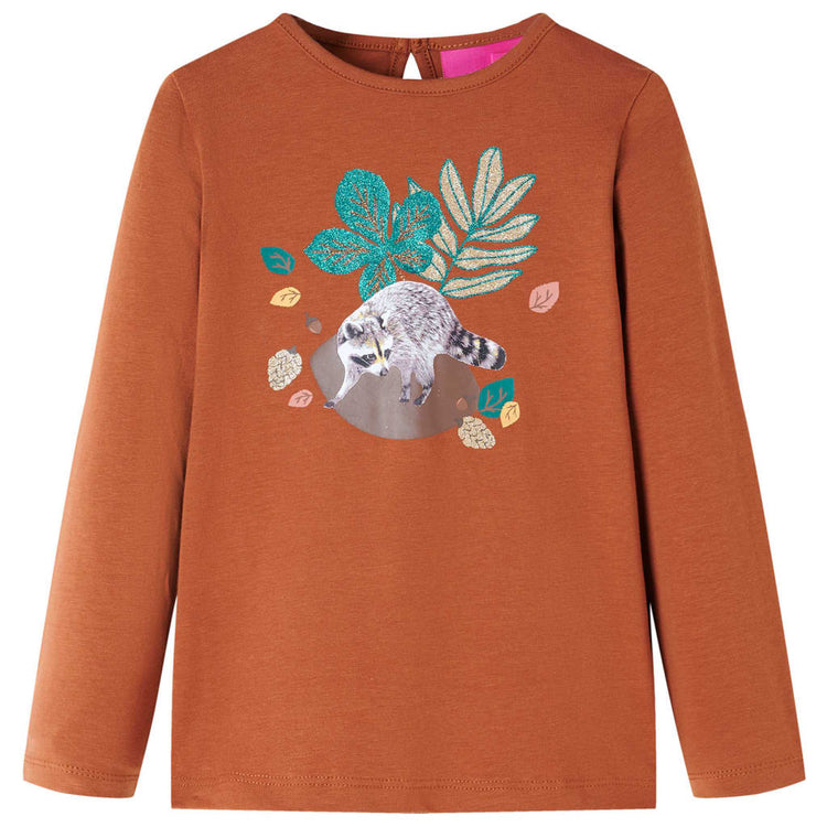 Vidaxl -Kinderhemd mit langen Ärmeln 104 Cognac gefärbt