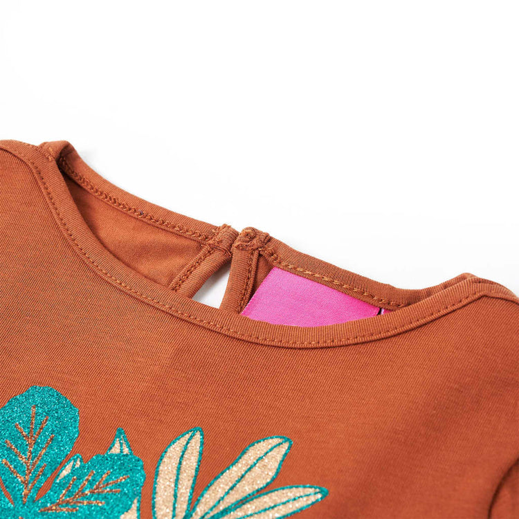 Vidaxl -Kinderhemd mit langen Ärmeln 104 Cognac gefärbt