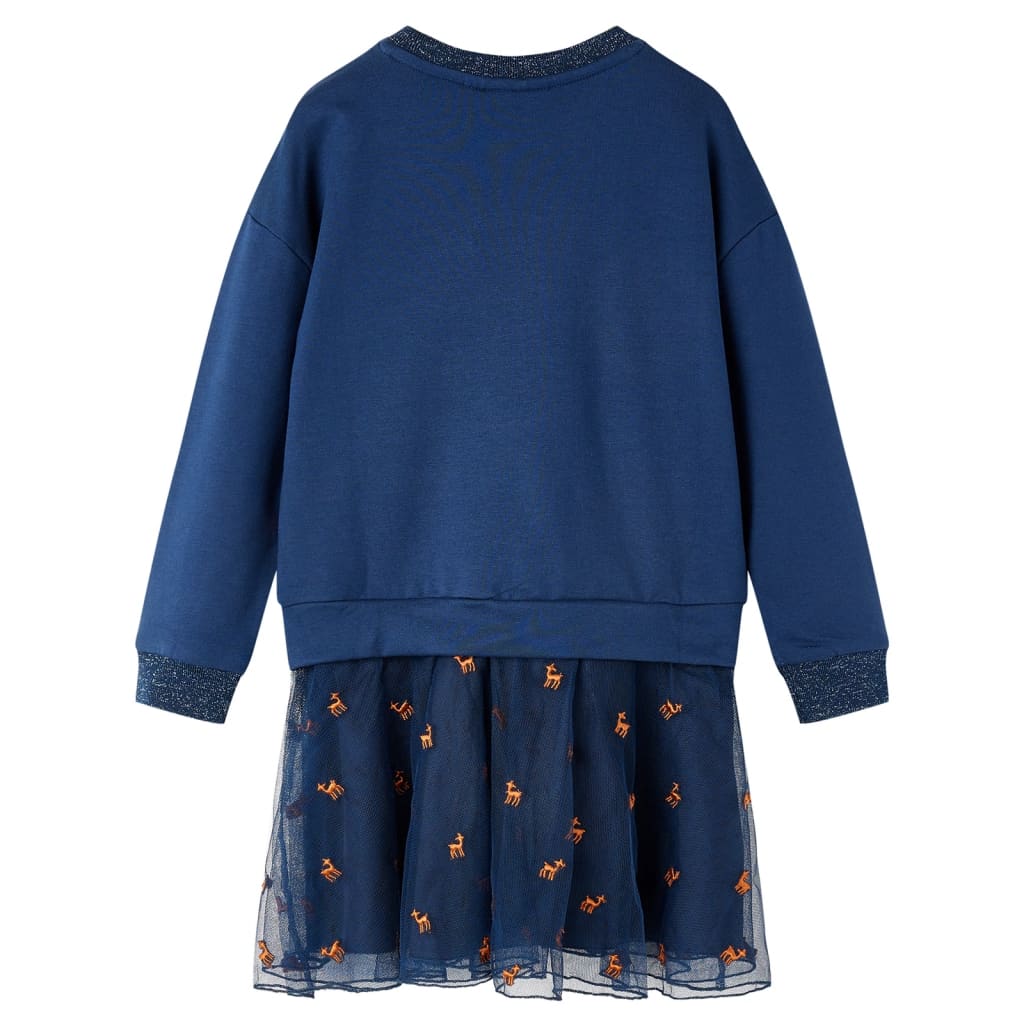 Vidaxl Kinderkleid mit langen Ärmeln 92 Marineblau