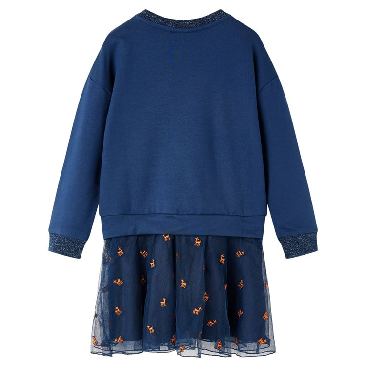 Vidaxl Kinderkleid mit langen Ärmeln 92 Marineblau