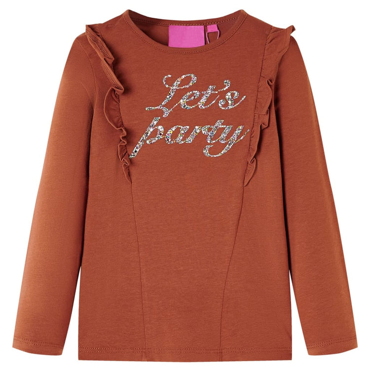 Vidaxl -Kinderhemd mit langen Ärmeln 104 Cognac gefärbt