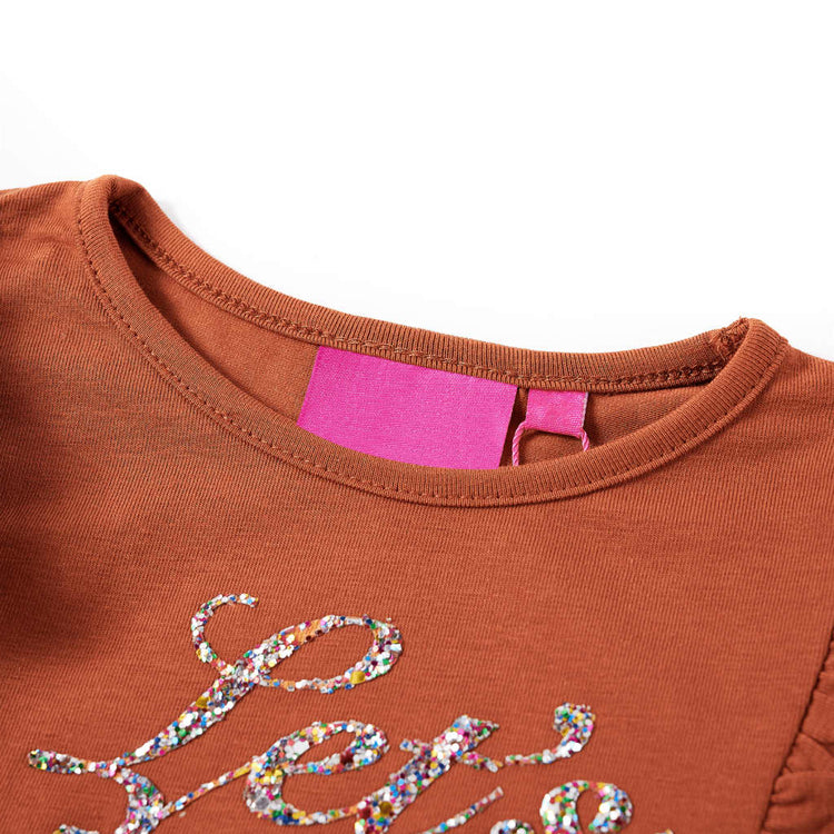 Vidaxl -Kinderhemd mit langen Ärmeln 104 Cognac gefärbt