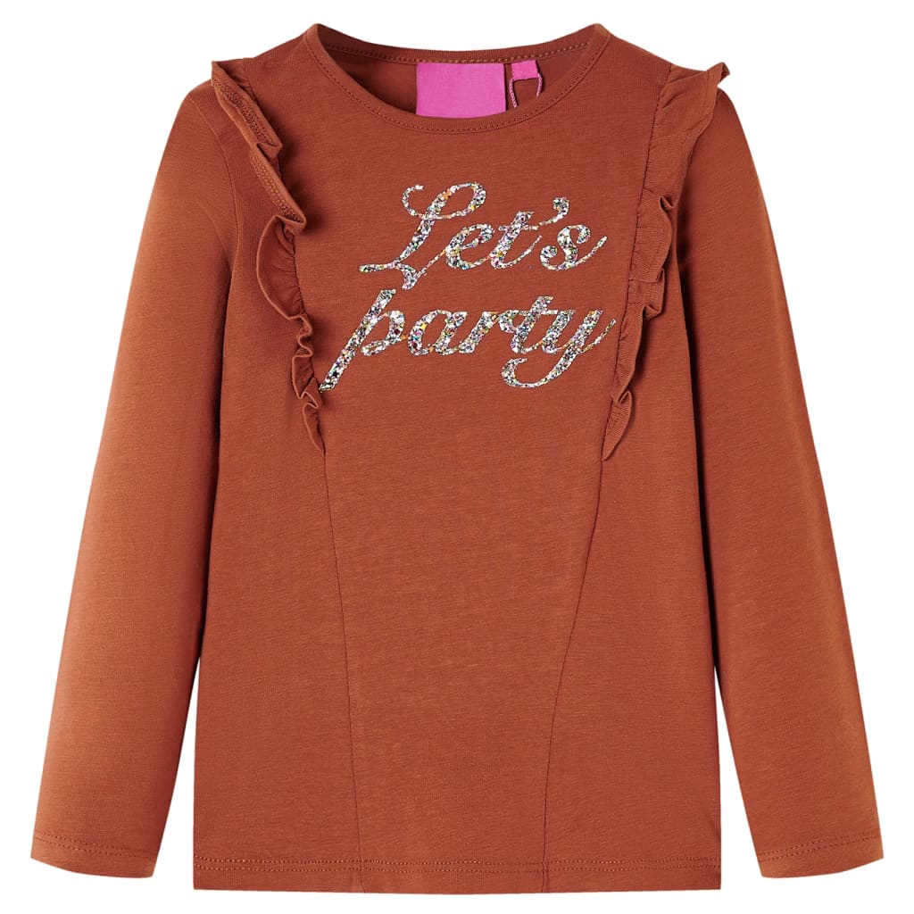 Vidaxl Kinderhemd mit langen Ärmeln 116 Cognac gefärbt