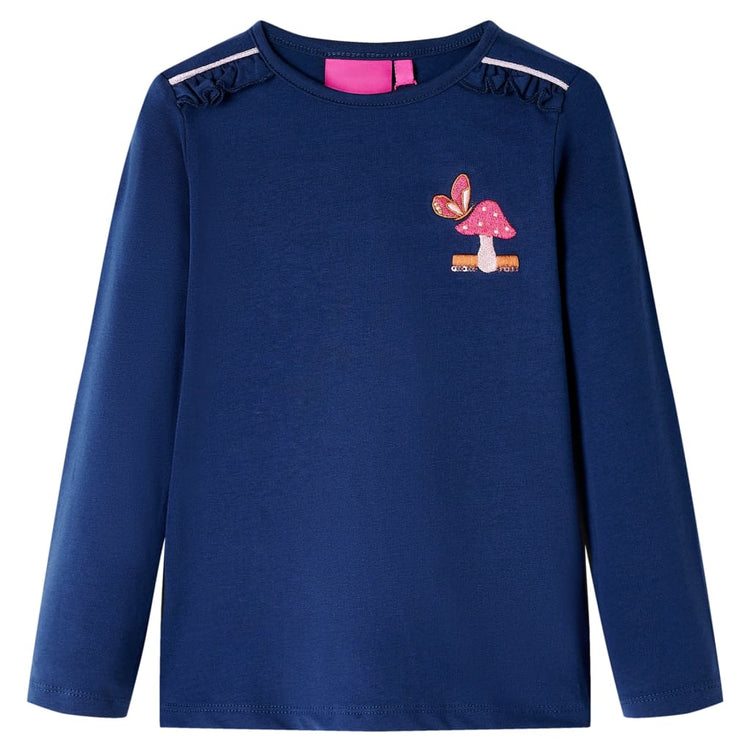 Vidaxl -Kinderhemd mit langen Ärmeln 92 Marineblau