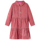 Vidaxl -Kinderkleid mit langen Ärmeln Rippen Samt 92 Old Pink