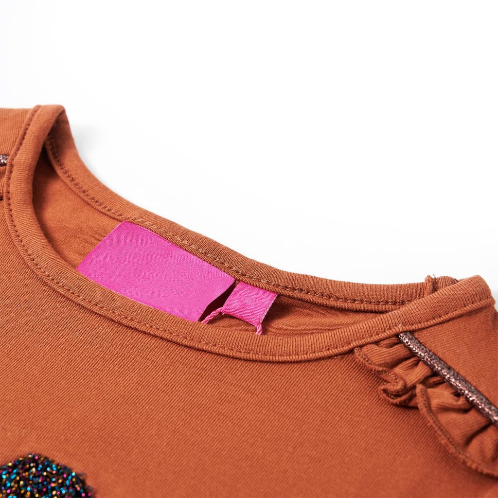 Vidaxl Kinderhemd mit langen Ärmeln 116 Cognac gefärbt