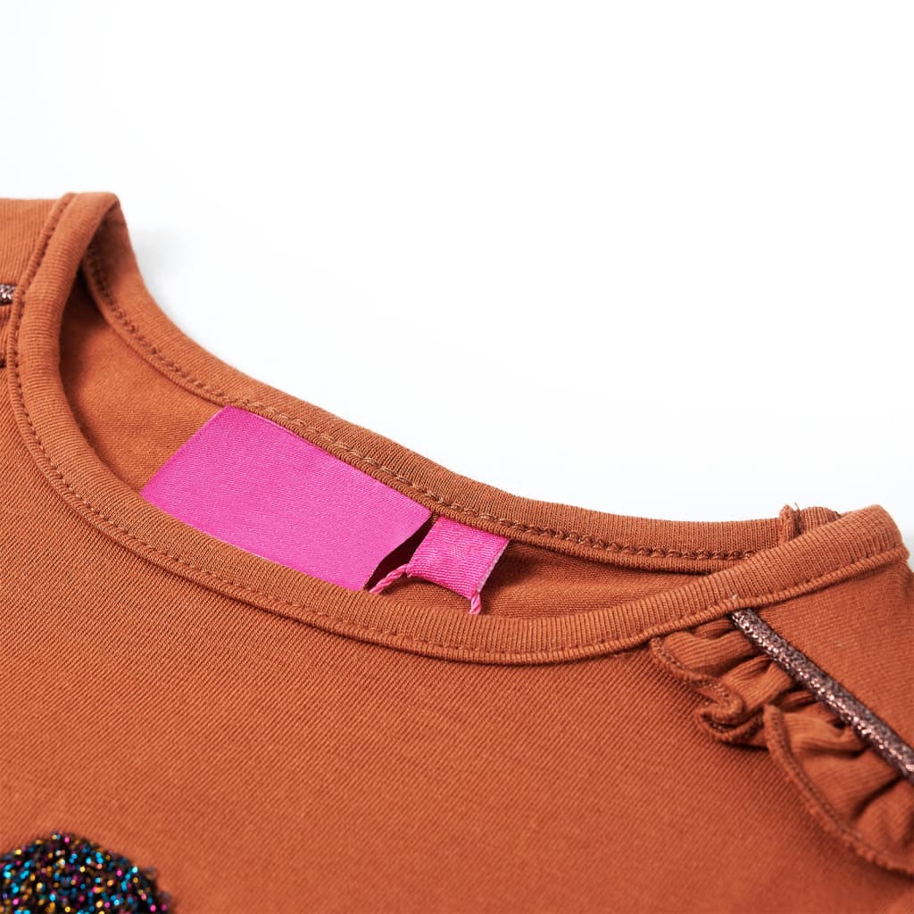 Vidaxl Kinderhemd mit langen Ärmeln 128 Cognac gefärbt