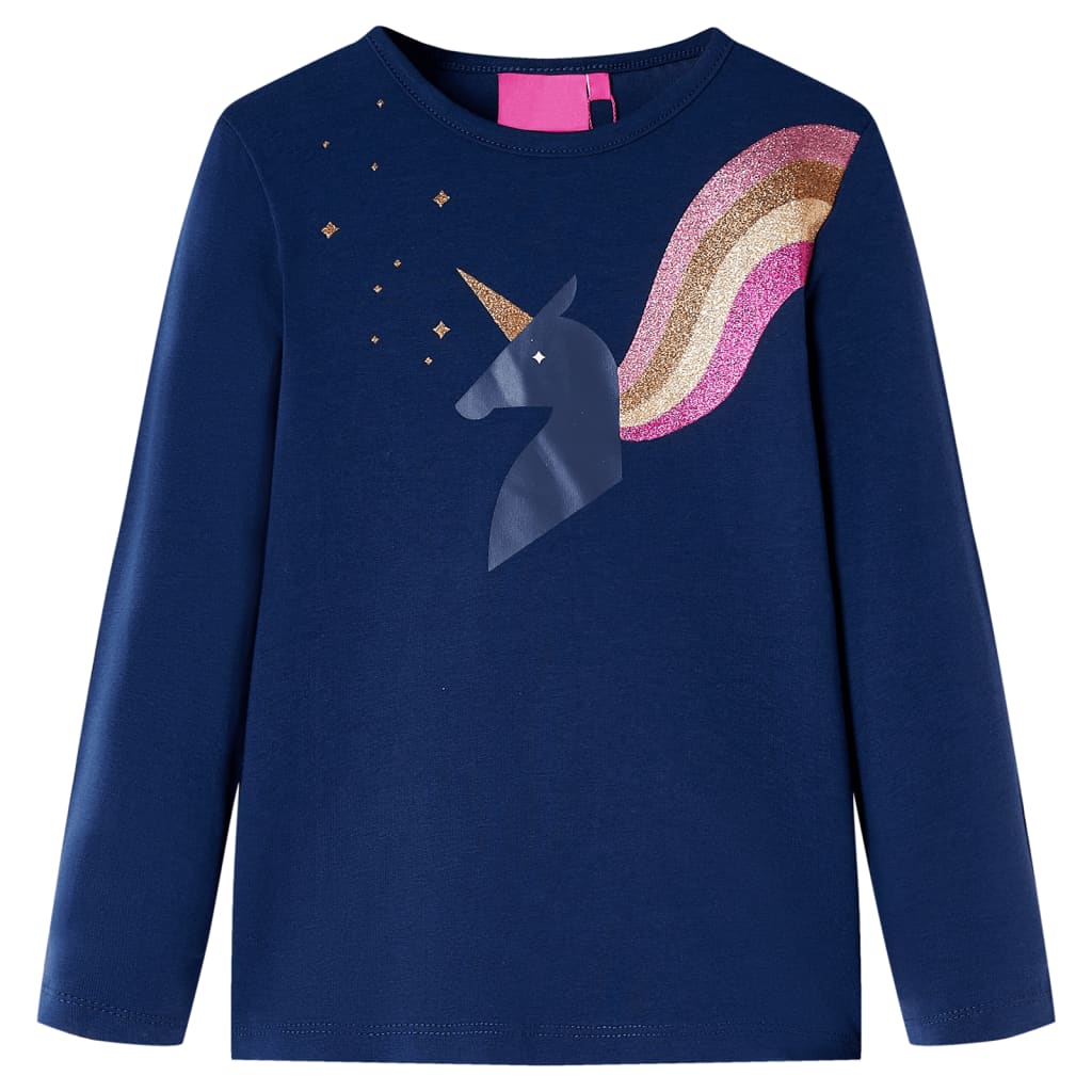 Vidaxl Kinderhemd mit langen Ärmeln 140 Marineblau