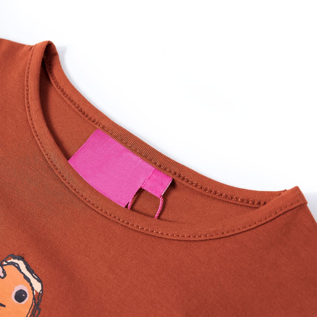 Vidaxl -Kinderhemd mit langen Ärmeln 92 Cognac gefärbt