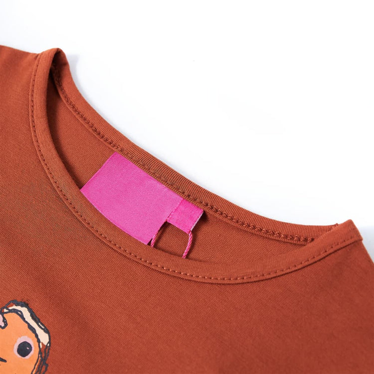 Vidaxl -Kinderhemd mit langen Ärmeln 104 Cognac gefärbt
