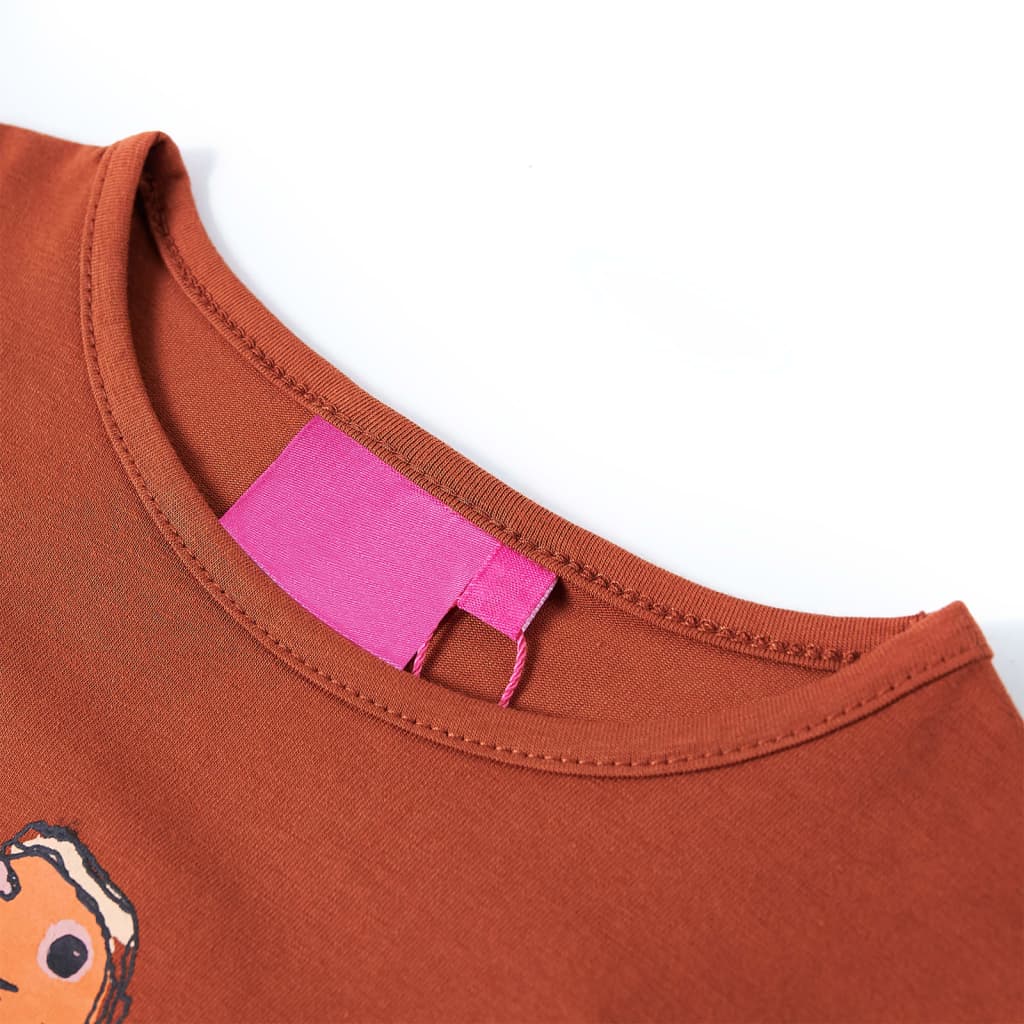 Vidaxl Kinderhemd mit langen Ärmeln 128 Cognac gefärbt