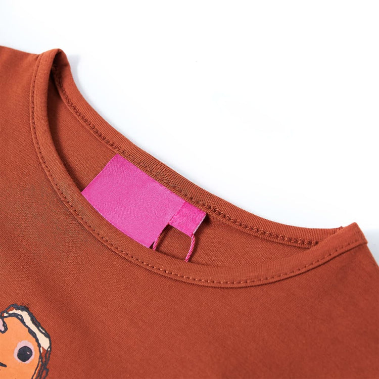 Vidaxl Kinderhemd mit langen Ärmeln 128 Cognac gefärbt