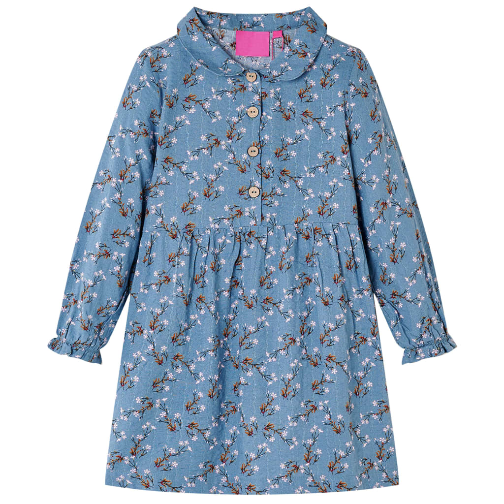Vidaxl Kinderkleid mit langen Ärmeln 104 Benzinfarben
