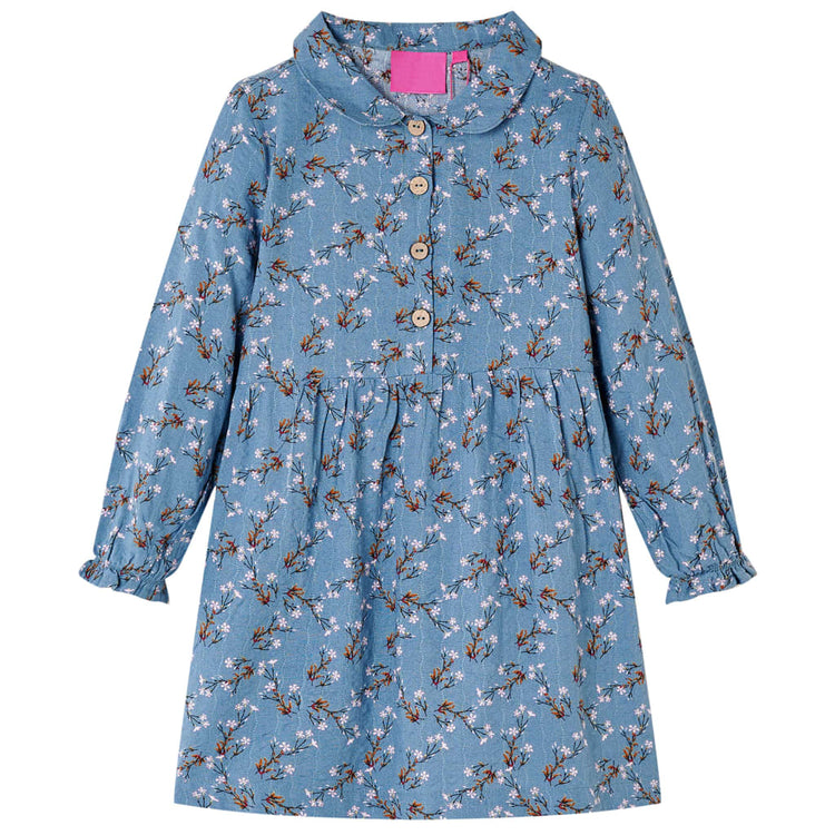Vidaxl Kinderkleid mit langen Ärmeln 128 Benzinfarben