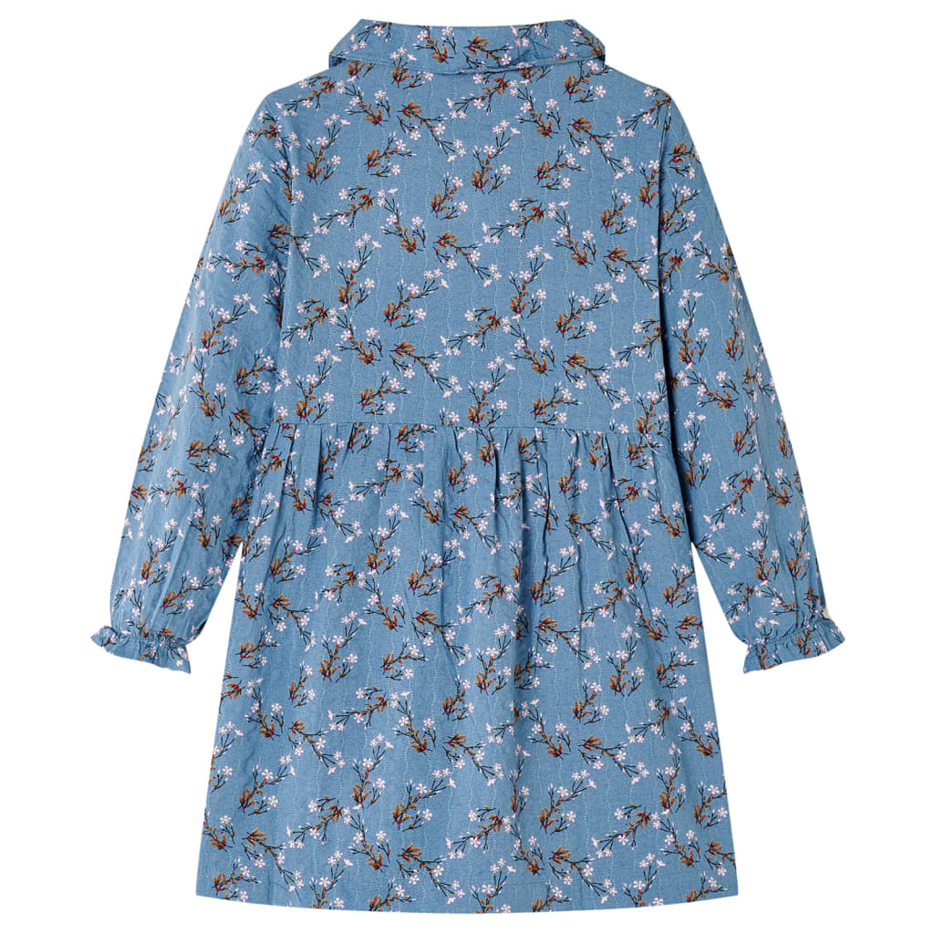 Vidaxl Kinderkleid mit langen Ärmeln 128 Benzinfarben